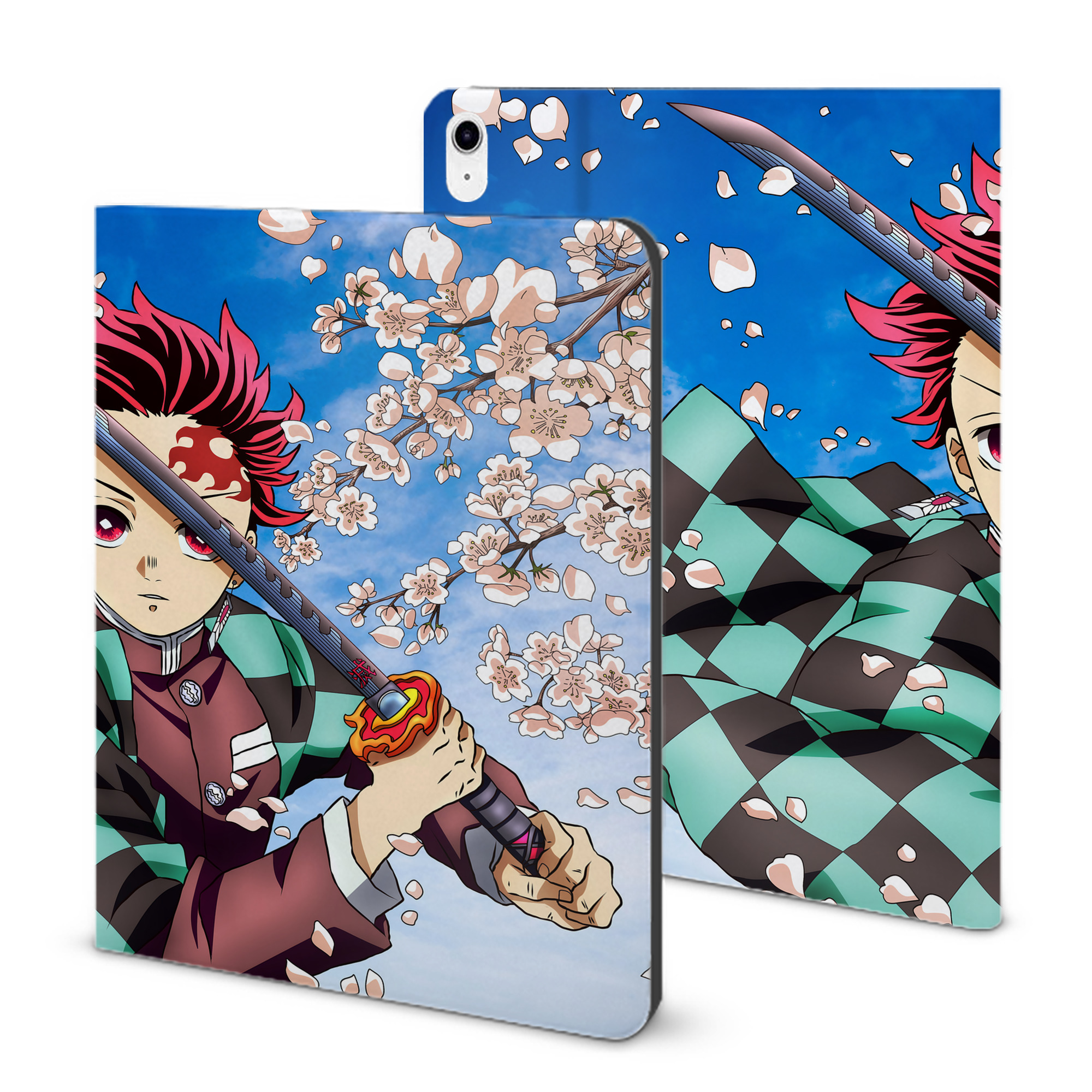 （画像用） 鬼滅の刃（きめつのやいば）竈門 炭治郎／かまど たんじろう Kamado Tanjirou IPad ケース ブック型 PUレザー TPU 耐衝撃 軽量 薄型 ペン収納なし 全面保護 IPad 各モデル対応